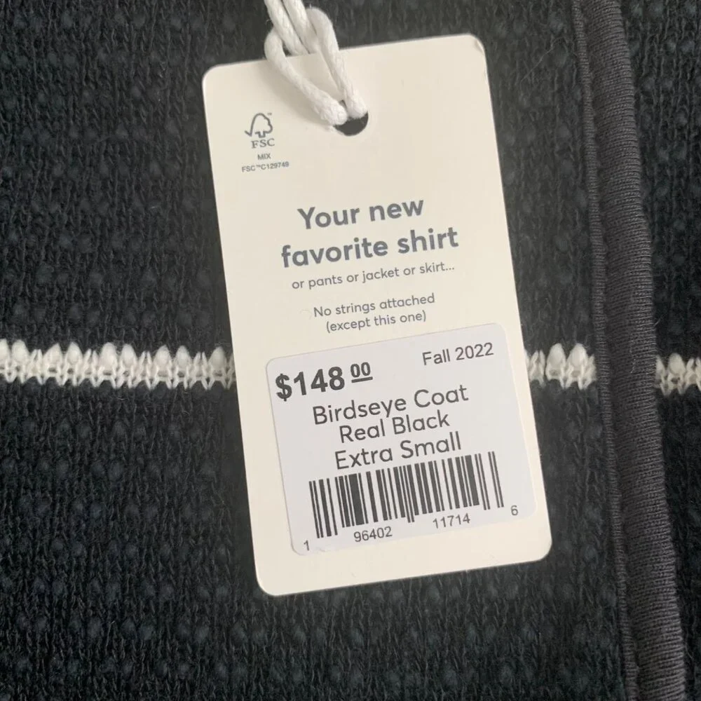 Marine Layer Birdseye Coat Real Black White Womens Extra Small XS Stripe - Picture 4 of 8